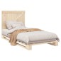 vidaXL Estructura de cama con cabecero madera maciza pino 100x200 cm vidaXL Estructura de cama con cabecero madera maciza pino 100x200 cm