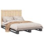 vidaXL Estructura de cama con cabecero madera pino gris 160x200 cm vidaXL Estructura de cama con cabecero madera pino gris 160x200 cm