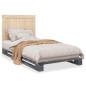 vidaXL Estructura de cama con cabecero madera de pino gris 100x200cm vidaXL Estructura de cama con cabecero madera de pino gris 100x200cm