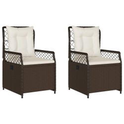 vidaXL Sillones reclinables de jardín 2 uds ratán sintético marrón