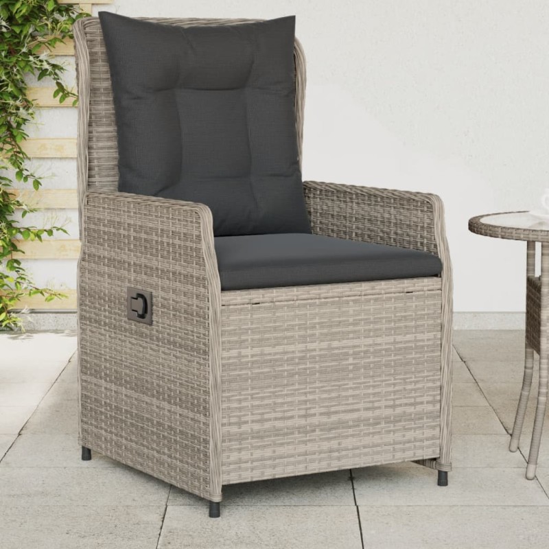 vidaXL Sillones reclinables de jardín 2 uds ratán sintético gris claro vidaXL Sillones reclinables de jardín 2 uds ratán sintético gris claro