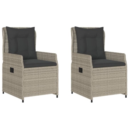 vidaXL Sillones reclinables de jardín 2 uds ratán sintético gris claro