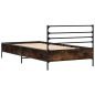 vidaXL Estructura cama madera ingeniería metal roble ahumado 90x200 cm