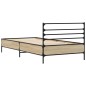 vidaXL Estructura cama madera ingeniería metal roble Sonoma 90x190 cm vidaXL Estructura cama madera ingeniería metal roble Sonoma 90x190 cm