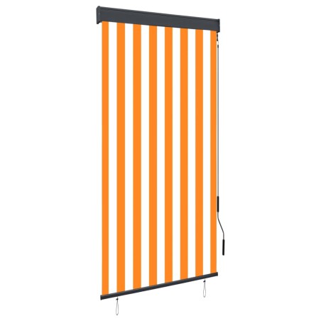 vidaXL Estor enrollable de exterior blanco y naranja 80x250 cm