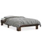 vidaXL Estructura cama madera ingeniería metal roble ahumado 90x200 cm vidaXL Estructura cama madera ingeniería metal roble ahumado 90x200 cm