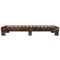 vidaXL Estructura cama madera ingeniería metal roble ahumado 90x200 cm vidaXL Estructura cama madera ingeniería metal roble ahumado 90x200 cm