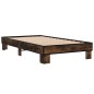vidaXL Estructura cama madera ingeniería metal roble ahumado 90x200 cm vidaXL Estructura cama madera ingeniería metal roble ahumado 90x200 cm