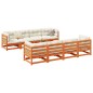 vidaXL Juego de sofás de jardín 9 pzas madera maciza pino marrón cera vidaXL Juego de sofás de jardín 9 pzas madera maciza pino marrón cera