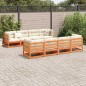 vidaXL Juego de sofás de jardín 9 pzas madera maciza pino marrón cera vidaXL Juego de sofás de jardín 9 pzas madera maciza pino marrón cera