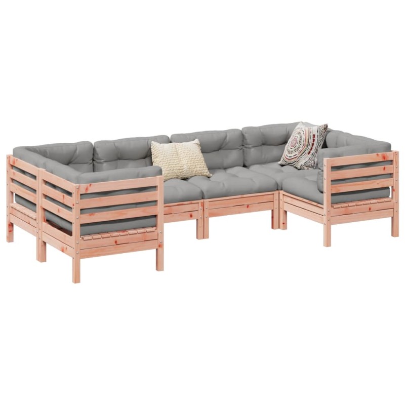 vidaXL Set de sofás jardín 6 pzas con cojines madera abeto Douglas vidaXL Set de sofás jardín 6 pzas con cojines madera abeto Douglas