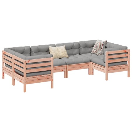 vidaXL Set de sofás jardín 6 pzas con cojines madera abeto Douglas