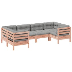 vidaXL Set de sofás jardín 6 pzas con cojines madera abeto Douglas