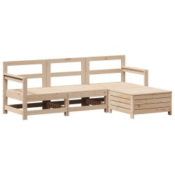 vidaXL Juego de sofás de jardín 4 pzas madera maciza de pino