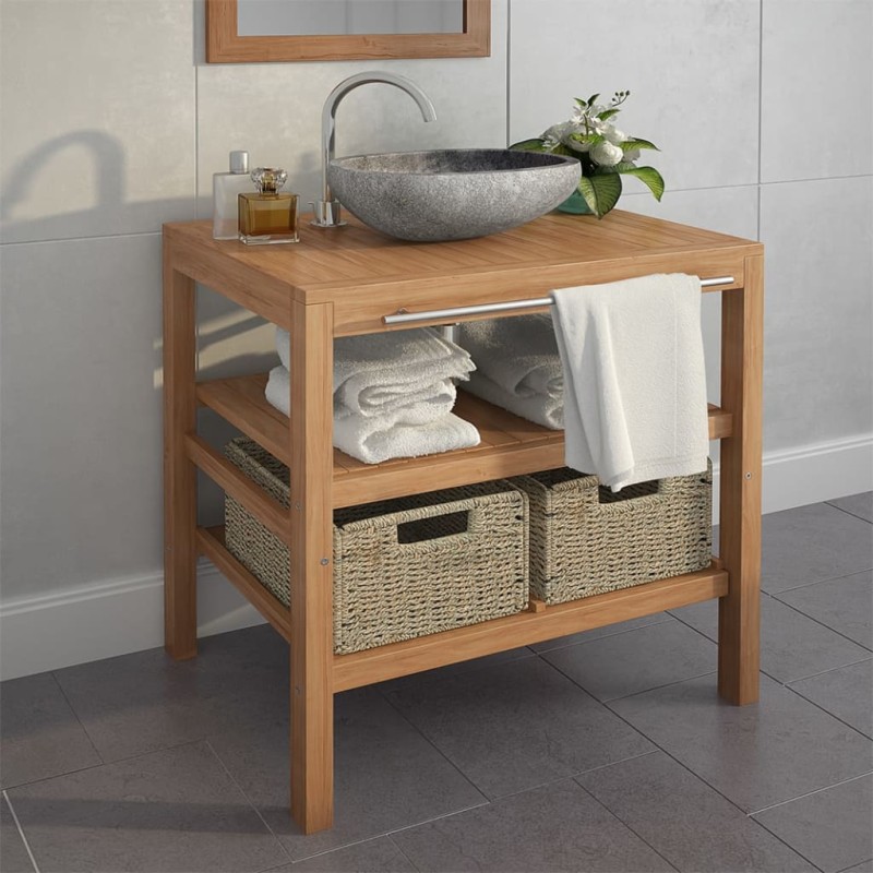 vidaXL Mueble de lavabo con 2 cestas madera teca maciza 74x45x75 cm vidaXL Mueble de lavabo con 2 cestas madera teca maciza 74x45x75 cm