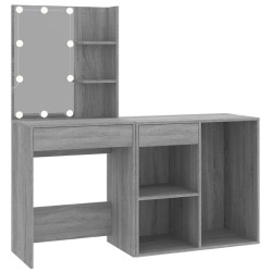 vidaXL Tocador con LED y armario madera contrachapada gris Sonoma