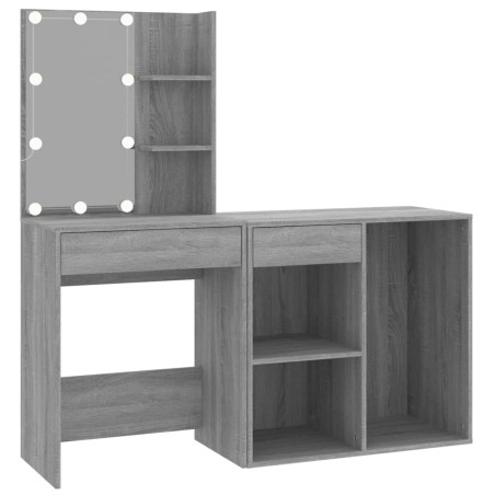 vidaXL Tocador con LED y armario madera contrachapada gris Sonoma