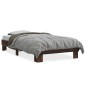 vidaXL Estructura cama madera ingeniería metal roble marrón 75x190 cm