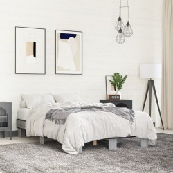 vidaXL Estructura cama madera ingeniería metal gris Sonoma 135x190 cm