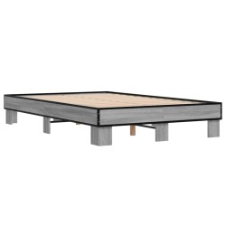 vidaXL Estructura cama madera ingeniería metal gris Sonoma 135x190 cm