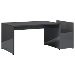 vidaXL Mesa de centro madera contrachapada gris brillante 90x45x35 cm