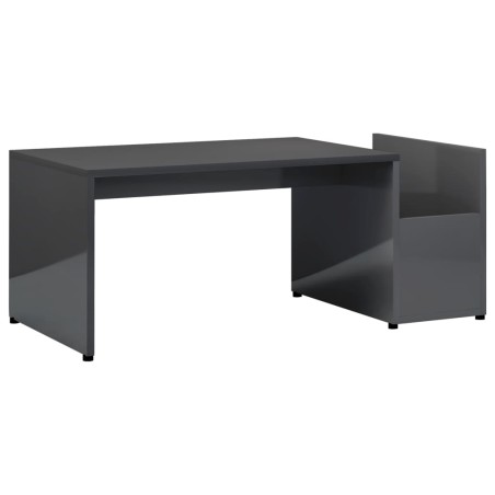 vidaXL Mesa de centro madera contrachapada gris brillante 90x45x35 cm