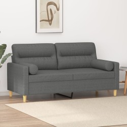 vidaXL Sofá de 2 plazas con cojines tela gris oscuro 140 cm