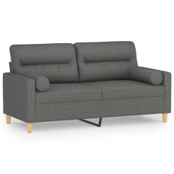 vidaXL Sofá de 2 plazas con cojines tela gris oscuro 140 cm