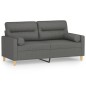 vidaXL Sofá de 2 plazas con cojines tela gris oscuro 140 cm vidaXL Sofá de 2 plazas con cojines tela gris oscuro 140 cm
