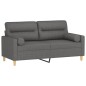 vidaXL Sofá de 2 plazas con cojines tela gris oscuro 140 cm vidaXL Sofá de 2 plazas con cojines tela gris oscuro 140 cm
