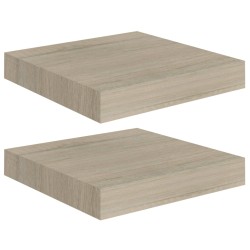 vidaXL Estantes flotantes de pared 2 uds MDF roble 23x23,5x3,8 cm