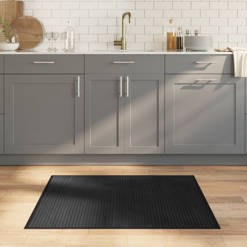 vidaXL Alfombra rectangular bambú negro 80x100 cm vidaXL Alfombra rectangular bambú negro 80x100 cm