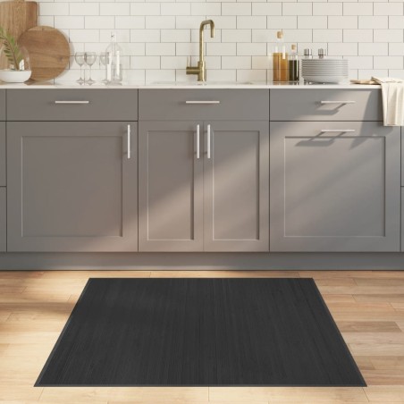 vidaXL Alfombra cuadrada bambú gris 100x100 cm