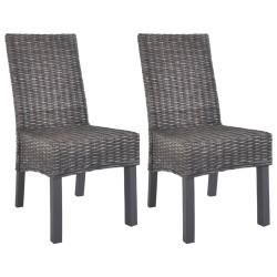 vidaXL Sillas de comedor 2 unidades ratán Kubu y madera mango marrón 