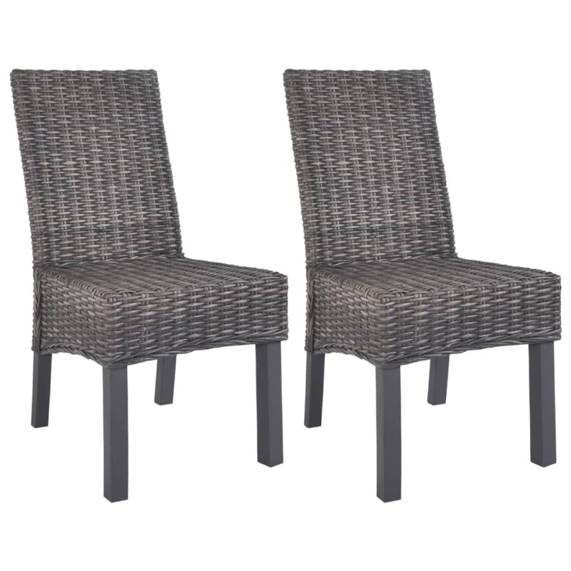 vidaXL Sillas de comedor 2 unidades ratán Kubu y madera mango marrón vidaXL Sillas de comedor 2 unidades ratán Kubu y madera mango marrón