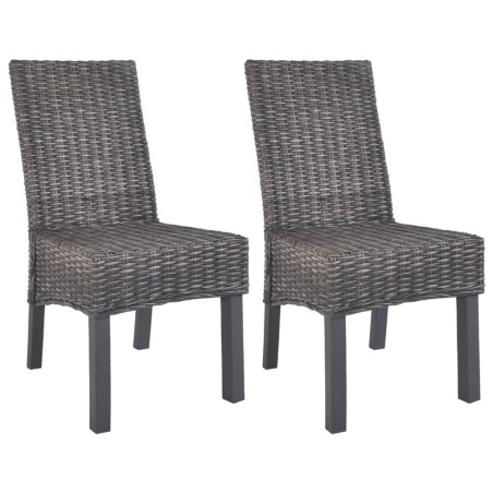 vidaXL Sillas de comedor 2 unidades ratán Kubu y madera mango marrón 