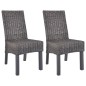 vidaXL Sillas de comedor 2 unidades ratán Kubu y madera mango marrón vidaXL Sillas de comedor 2 unidades ratán Kubu y madera mango marrón
