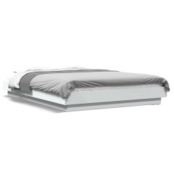vidaXL Estructura de cama con LED madera ingeniería blanco 140x190 cm