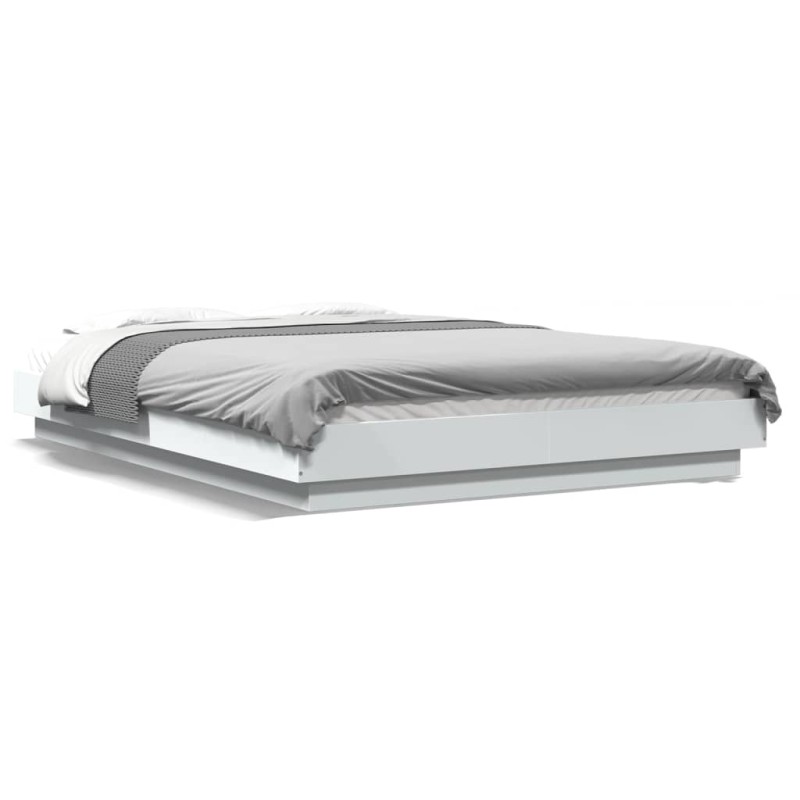 vidaXL Estructura de cama con LED madera ingeniería blanco 140x190 cm