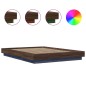 vidaXL Estructura cama con luces LED madera roble marrón 140x190 cm vidaXL Estructura cama con luces LED madera roble marrón 140x190 cm