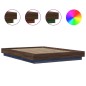 vidaXL Estructura cama con luces LED madera roble marrón 135x190 cm vidaXL Estructura cama con luces LED madera roble marrón 135x190 cm