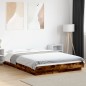 vidaXL Estructura cama con luces LED madera roble ahumado 140x190 cm