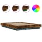vidaXL Estructura cama con luces LED madera roble ahumado 140x190 cm