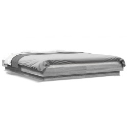 vidaXL Estructura de cama madera de ingeniería gris Sonoma 150x200 cm