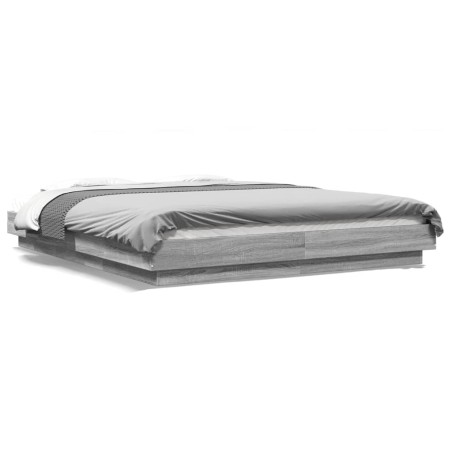 vidaXL Estructura de cama madera de ingeniería gris Sonoma 150x200 cm