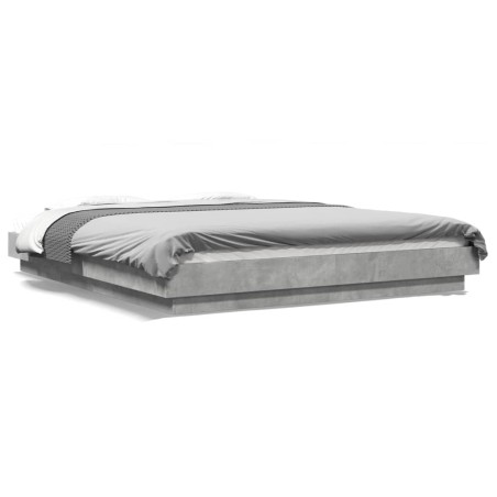 vidaXL Estructura de cama madera de ingeniería gris hormigón 150x200cm