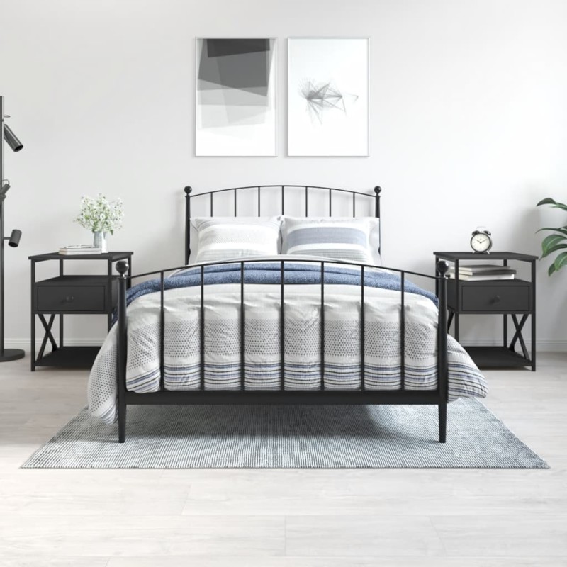 vidaXL Mesitas de noche 2 uds madera de ingeniería negro 40x42x55 cm vidaXL Mesitas de noche 2 uds madera de ingeniería negro 40x42x55 cm