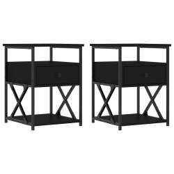 vidaXL Mesitas de noche 2 uds madera de ingeniería negro 40x42x55 cm