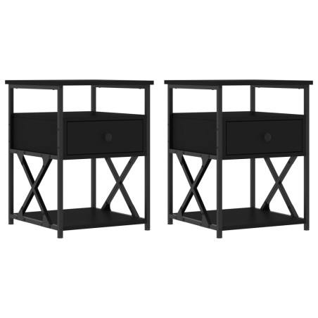 vidaXL Mesitas de noche 2 uds madera de ingeniería negro 40x42x55 cm