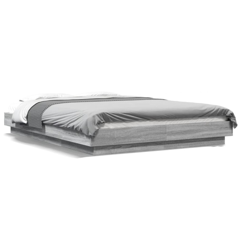 vidaXL Estructura de cama madera de ingeniería gris Sonoma 135x190 cm vidaXL Estructura de cama madera de ingeniería gris Sonoma 135x190 cm